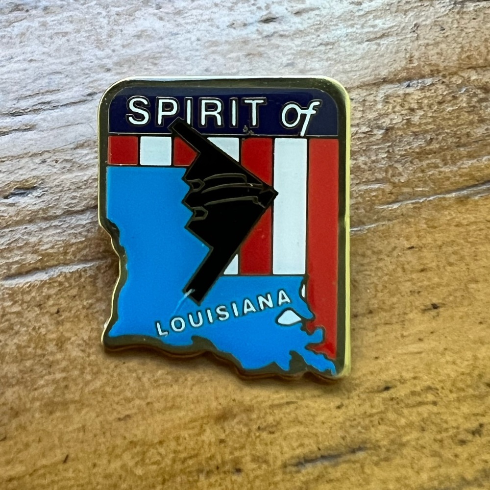 Spirit of Louisiana B-2 Stealth Bomber Lapel Hat US Air Force Enamel Pin